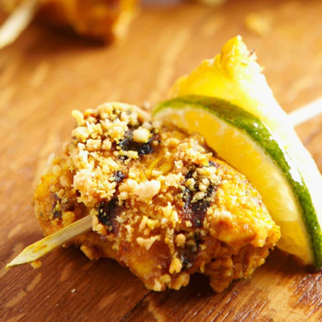 Pincho de pollo, piña y calabacín