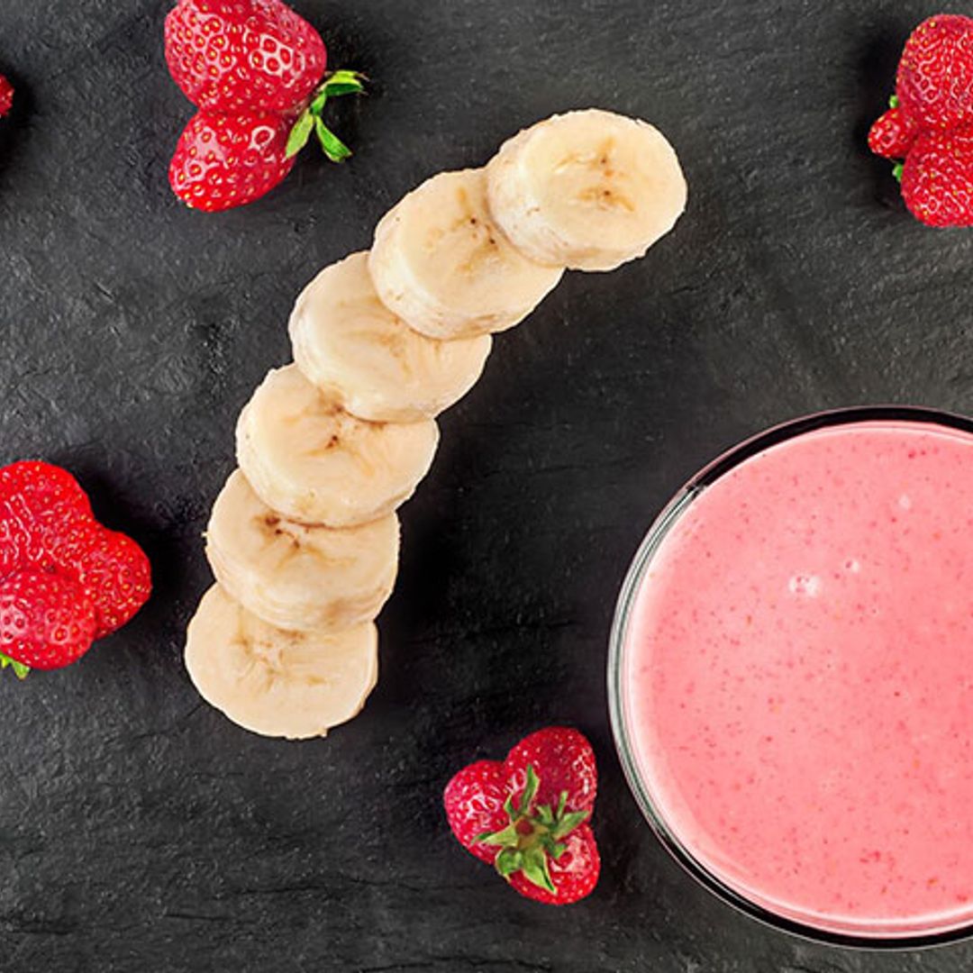 Zumo de fresas y plátano