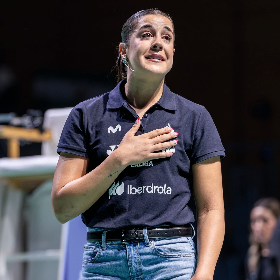 La emoción de la campeona en el homenaje que recibió en Huelva, el pasado 12 de abril