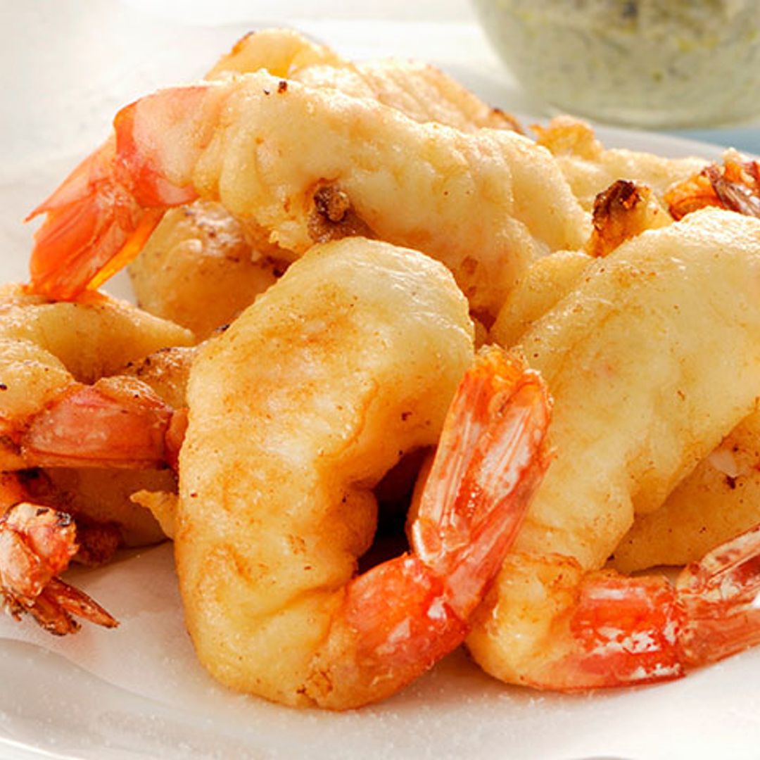 Gambas a la gabardina con cúrcuma