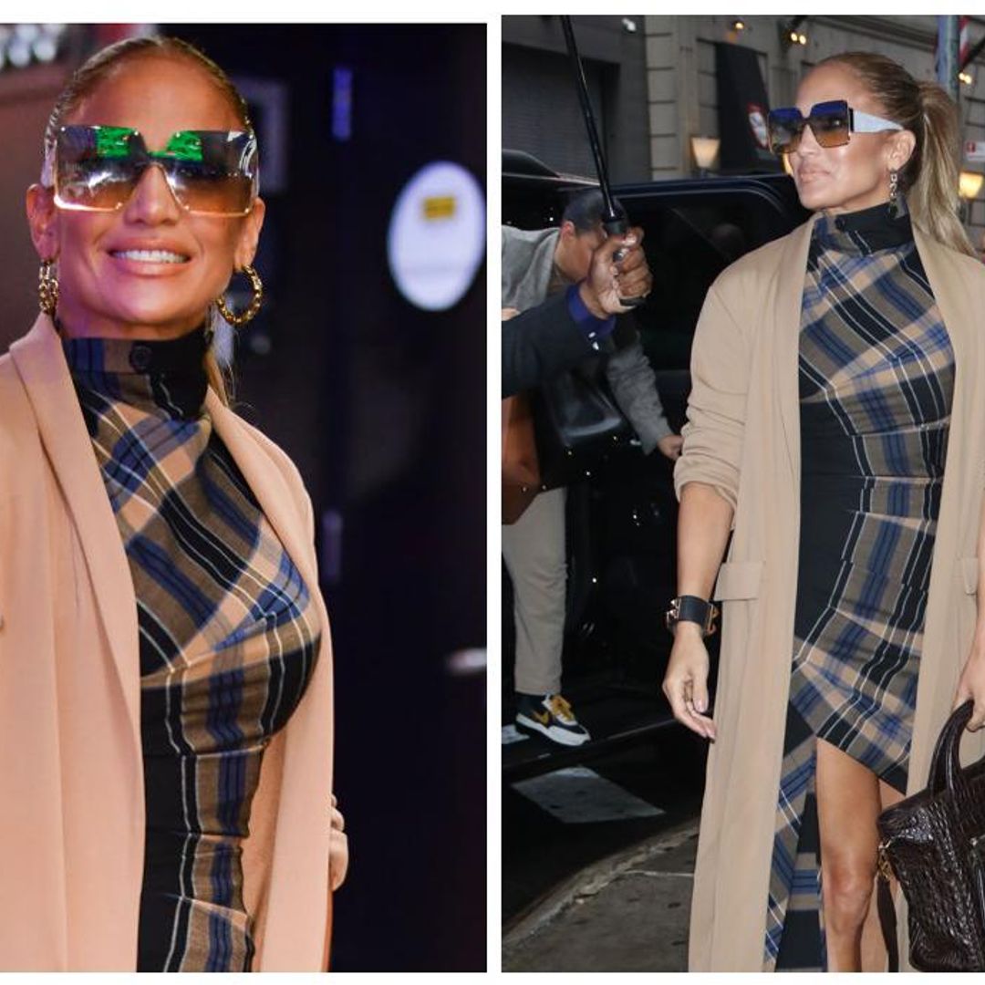 Jennifer Lopez y el vestido de cuadros ideal para resaltar la figura