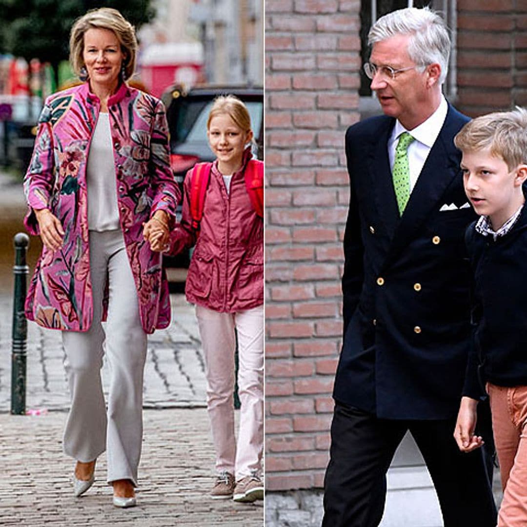 Los reyes de Bélgica acompañan a sus hijos en la vuelta al colegio