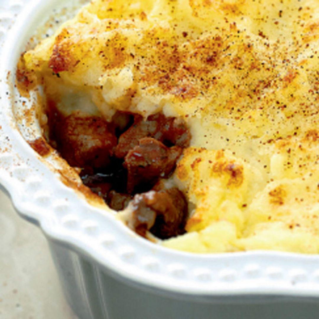 Parmentier de carne de ternera con pimientos rojos