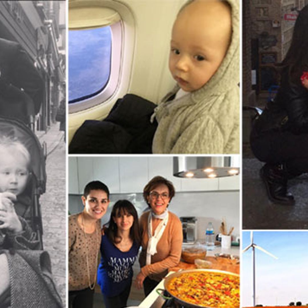 Paella, molinos, zapatos de sevillana... Alec e Hilaria Baldwin enseñan España a sus hijos