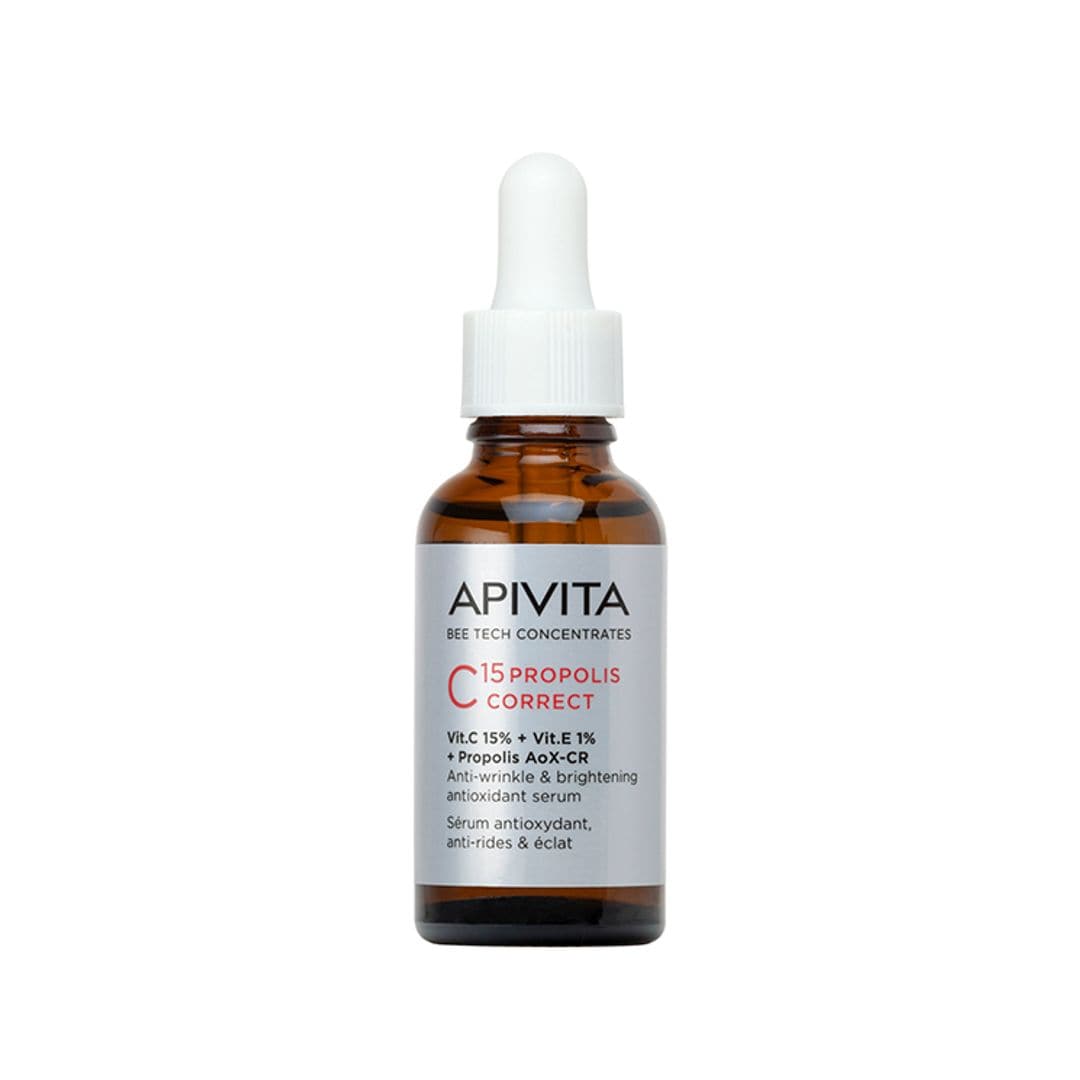 Bee Tech Sérum Corrector C15 Propóleo, de Apivita (41,90 euros), es la novedad de la marca nacida en farmacias que, como siempre, se alía con el poder rejuvenecedor de las abejas. Un tratamiento antioxidante ultraconcentrado a base de un 15% Vitamina C pura estabilizada, 1% Vitamina E pura y Propóleo AoX-CR patentado. 
