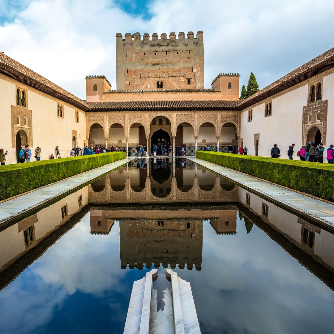 Patio de los Arrayanes. Palacios Nazaríes. Alhambra.  Granada City. Granada Province. Andalusia. Spain. Palacios Nazaríes. Alhambra.  Granada City. Granada Province. Andalusia. Spain