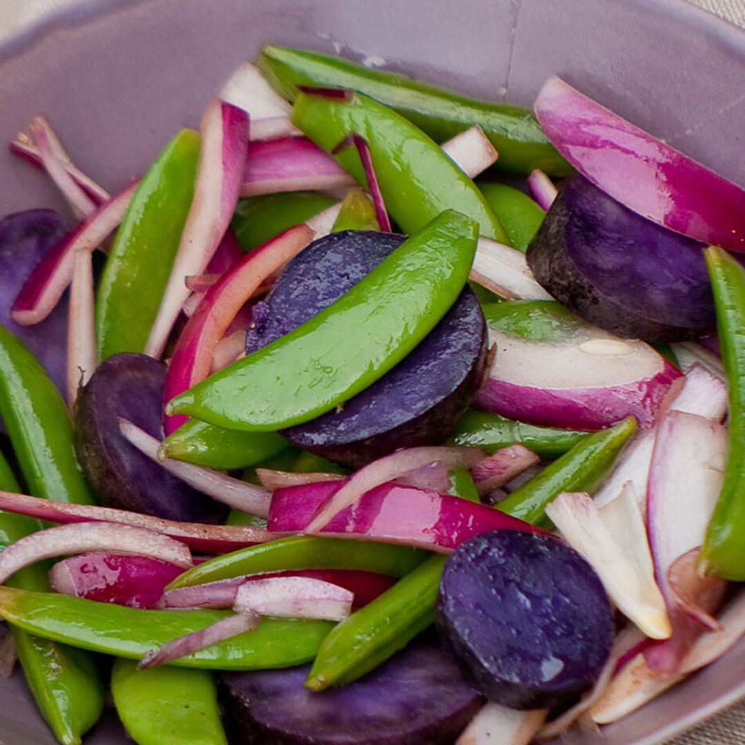Ensalada de judías verdes y patata morada