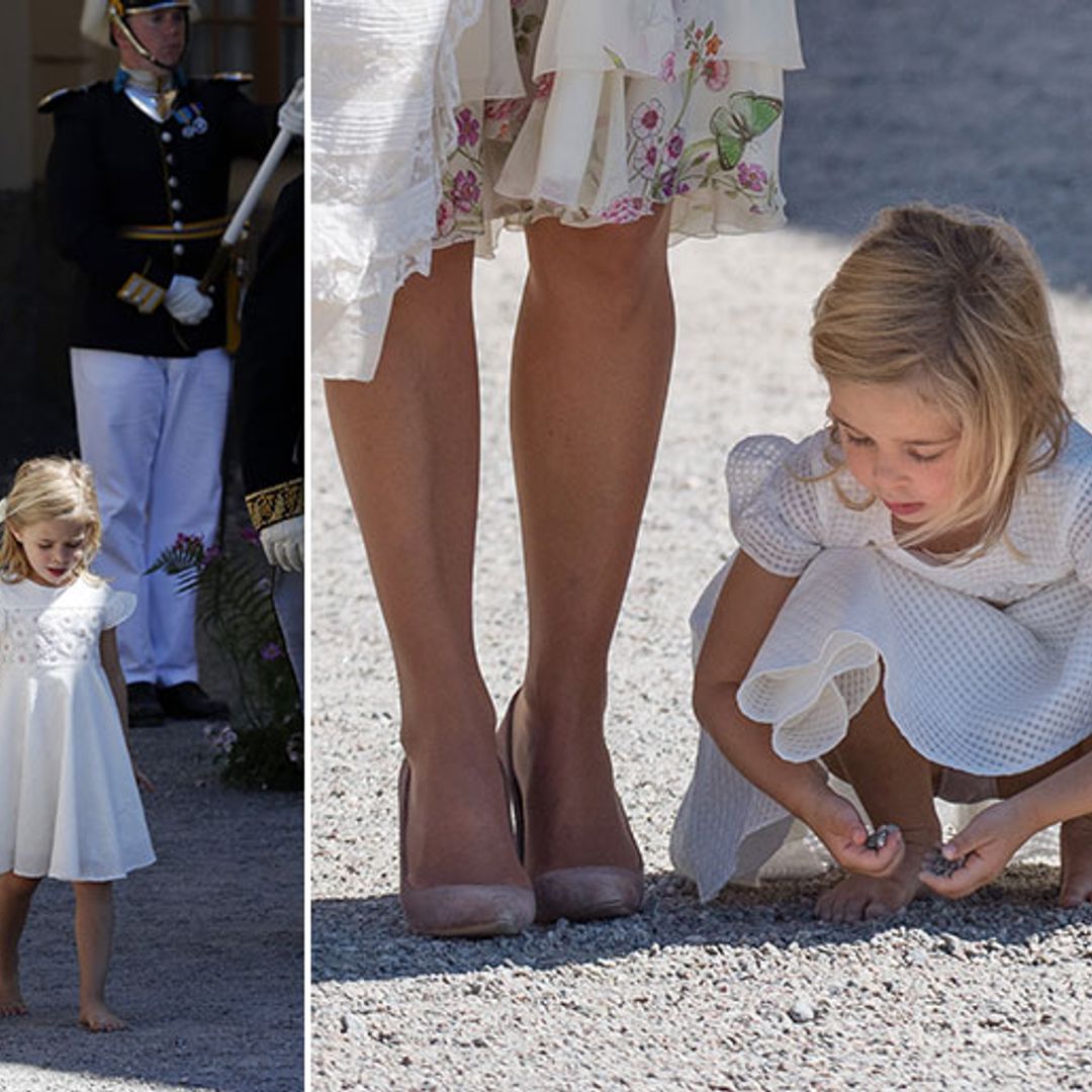 ¡Sin zapatos y dando volteretas! Leonore de Suecia la más divertida en el bautizo de su hermana Adrienne