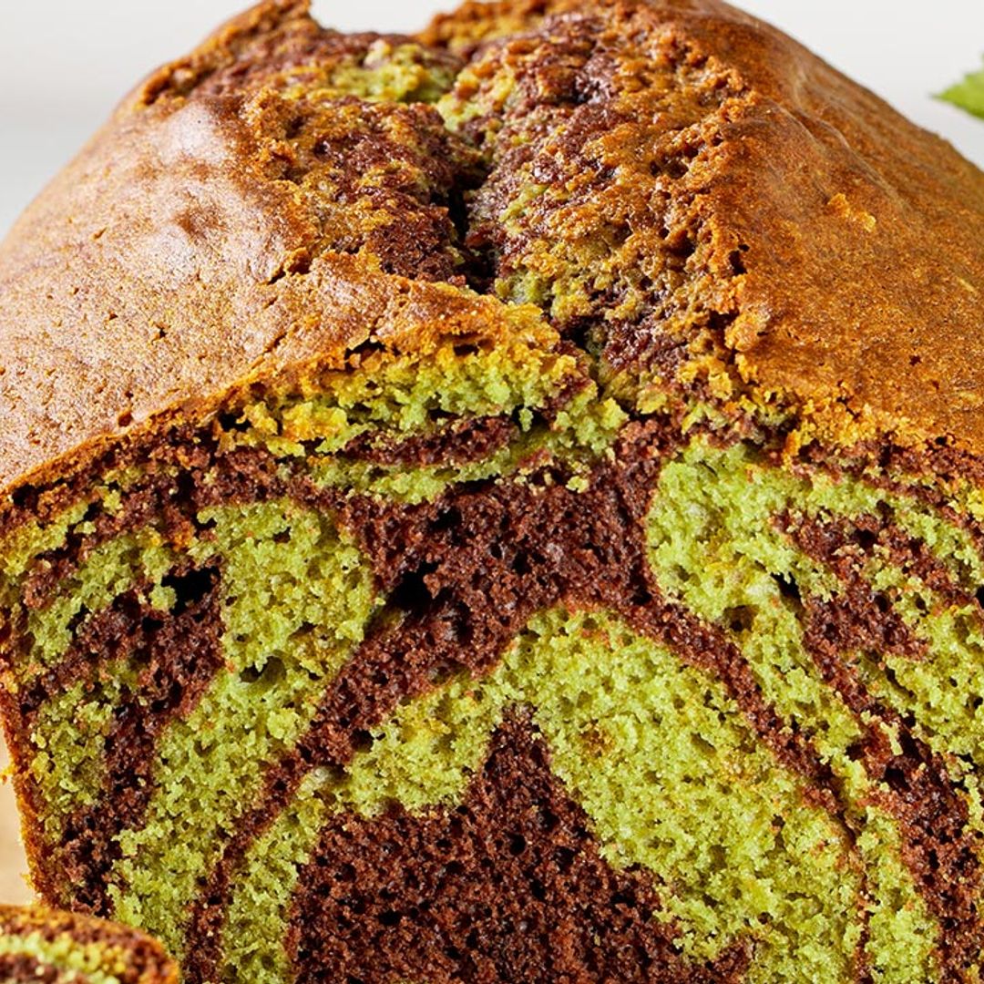 Bizcocho bicolor de chocolate y té matcha