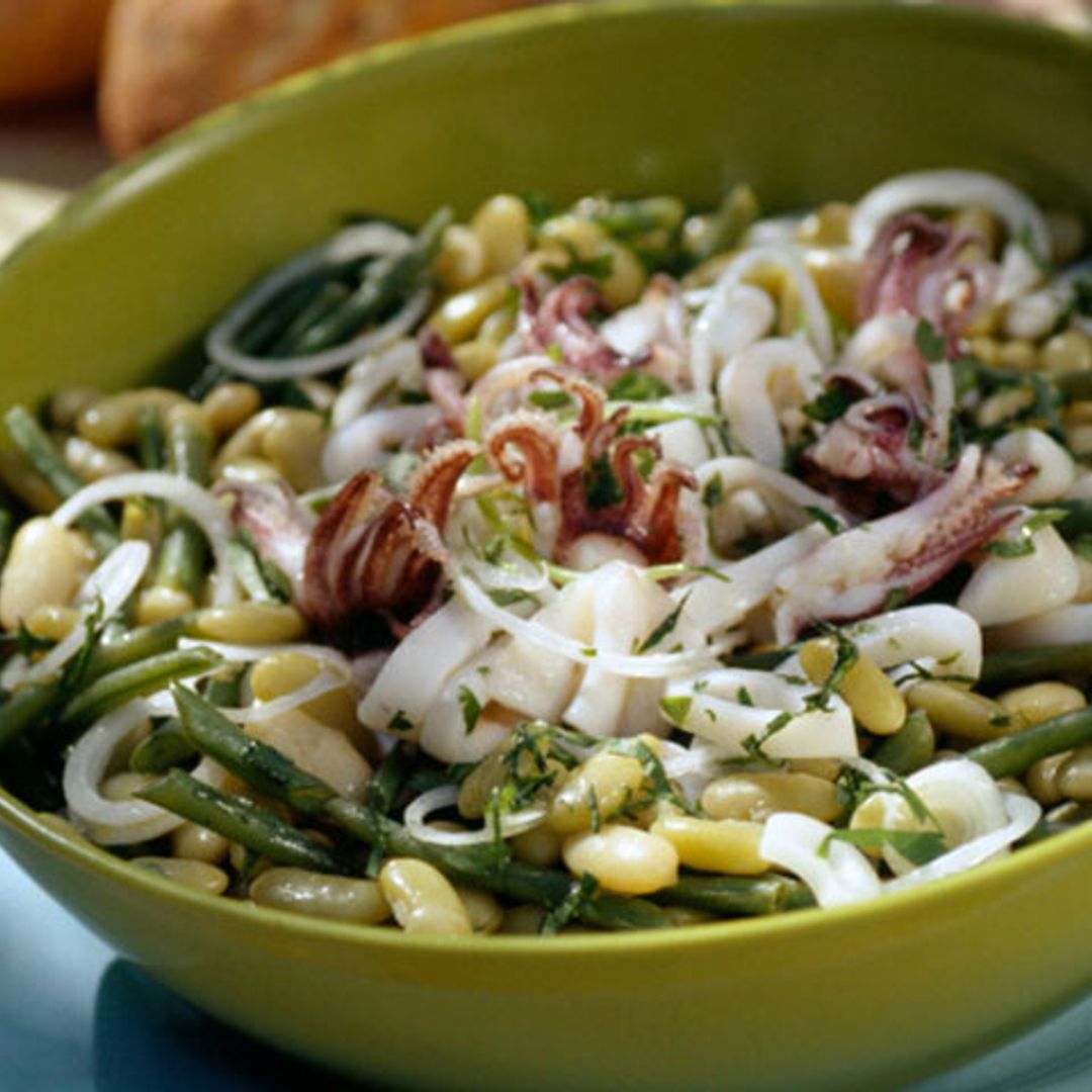 Ensalada de alubias blancas y chipirones