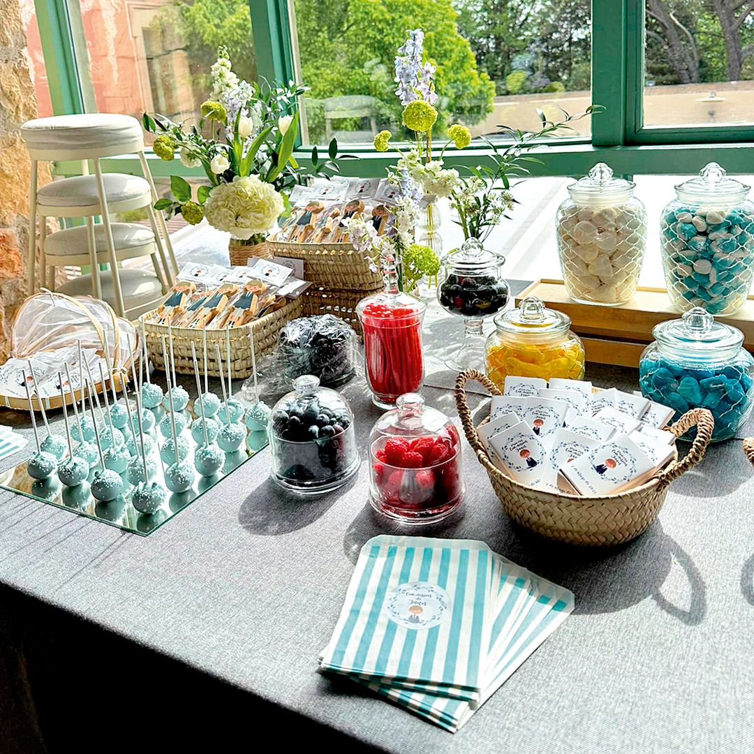 Un detalle de la decoración de la fiesta de comunión del hijo de Gema Ruiz y Juan Díaz
