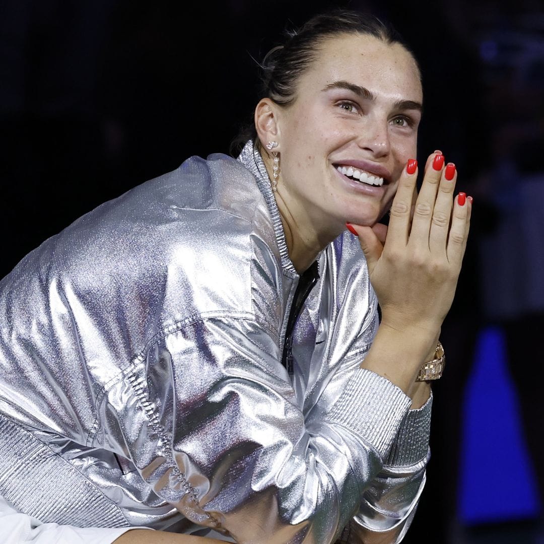 Aryna Sabalenka, con chaqueta plateada brillante