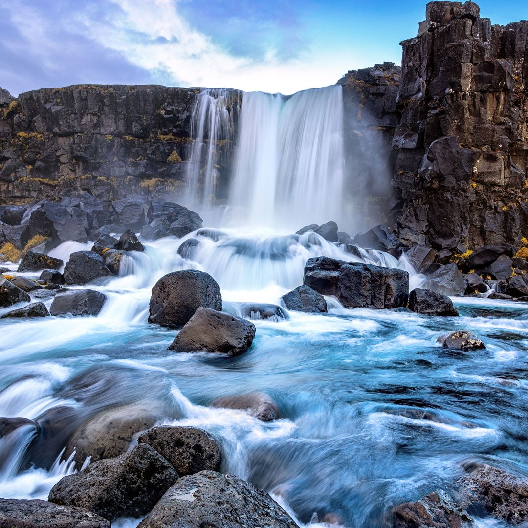 Cascada Öxarárfoss, en el Parque Nacional de Thingvellir, Islandia