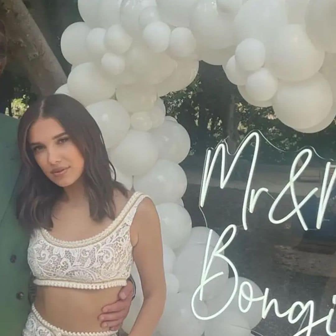 Un look nupcial de encaje, cientos de globos y su promesa de amor: así fue la pedida de Millie Bobby Brown
