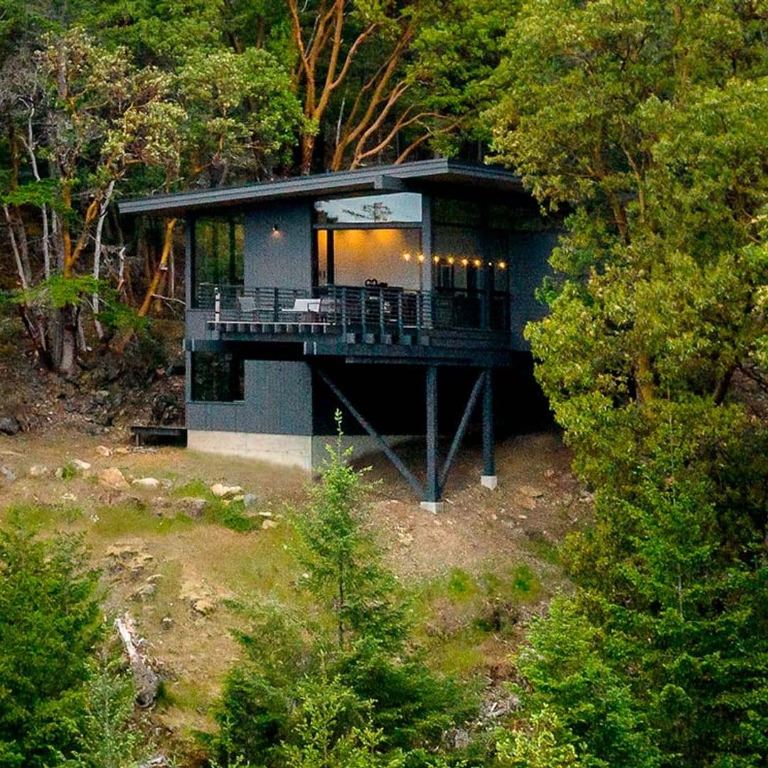 Una casa de diseño integrada en el bosque: sobre rocas y entre árboles