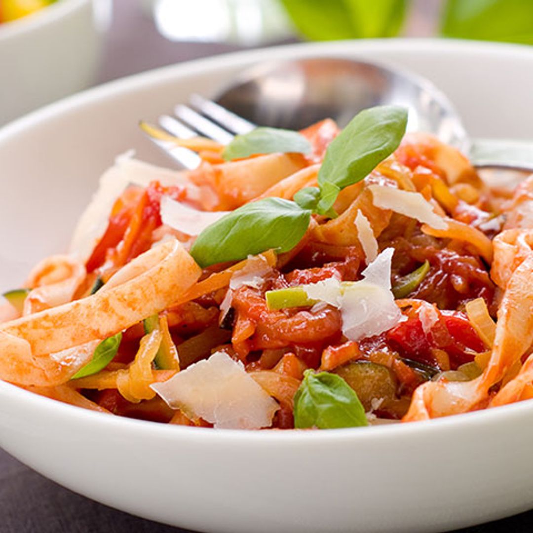 Tallarines sin gluten con verduras