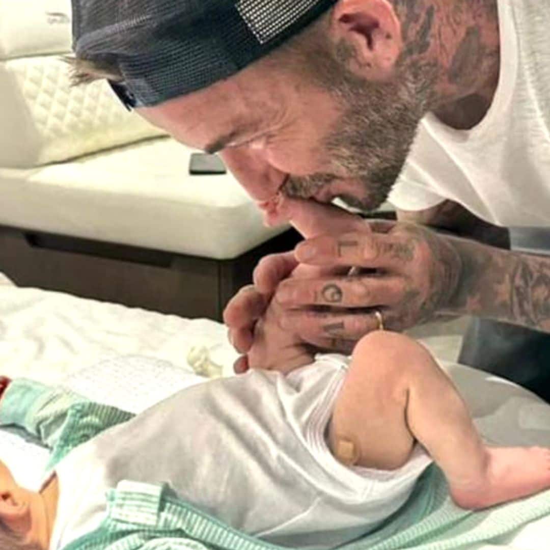 El tierno momento en que David Beckham conoce al bebé de su amigo Marc Anthony: 'Qué bendición'