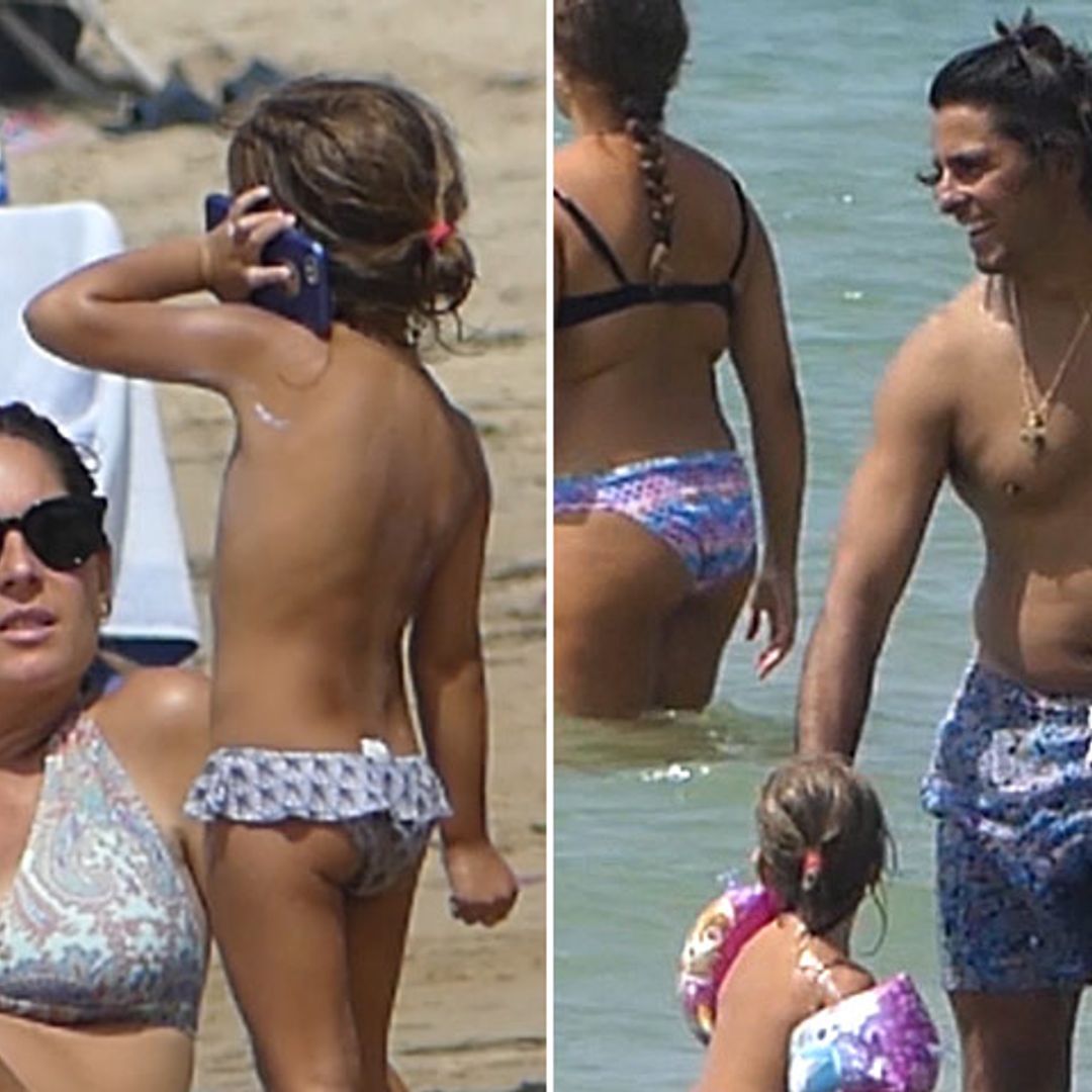 Lourdes Montes y Francisco Rivera, día de playa con su pequeña Carmen a la espera de su segundo hijo