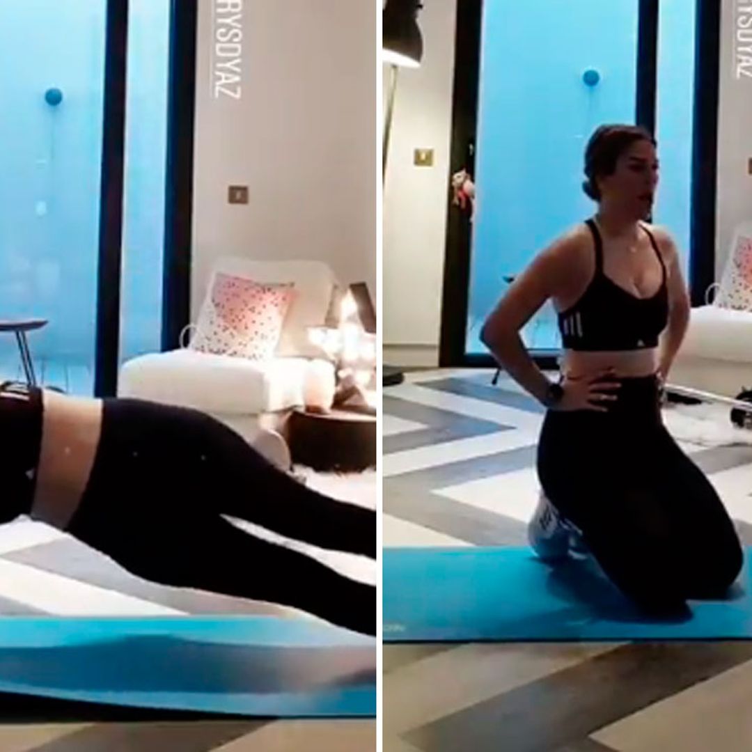 El completo entrenamiento de Blanca Suárez en su casa, con mucha energía ¡y con su perro!