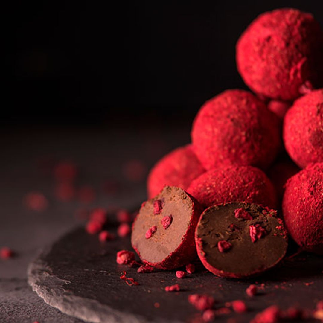 Trufas de chocolate con frambuesa