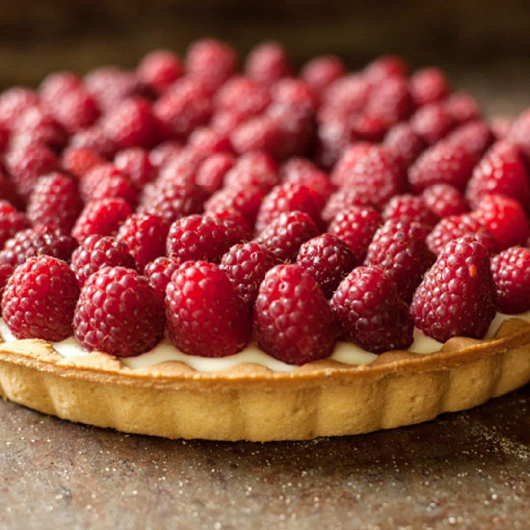 Tarta de frambuesas y crema de vainilla