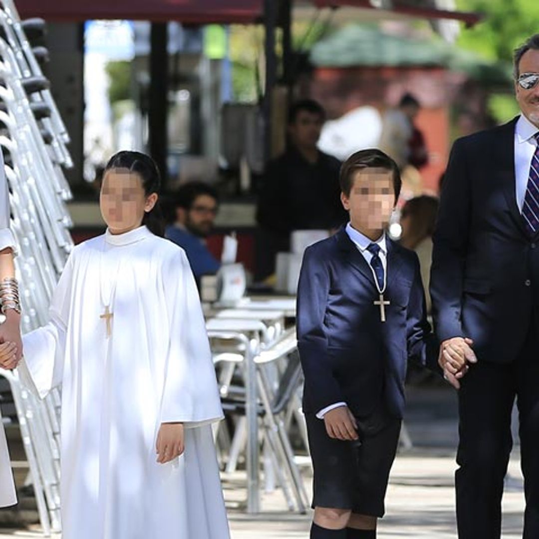 Nieves Álvarez y Marco Severini, juntos en la comunión de sus hijos Bianca y Brando