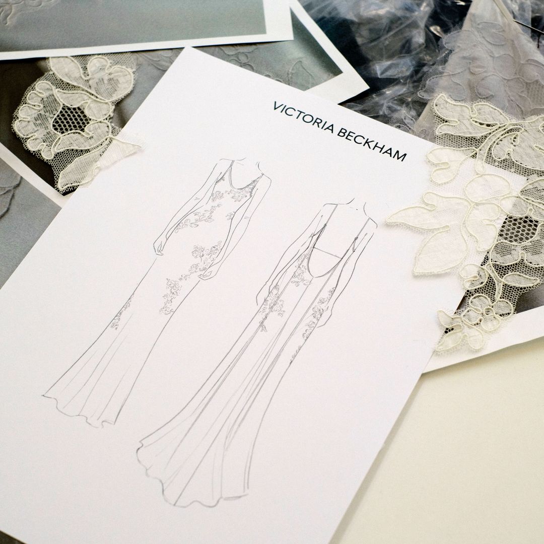 Los bocetos del diseño hecho por Victoria Beckham