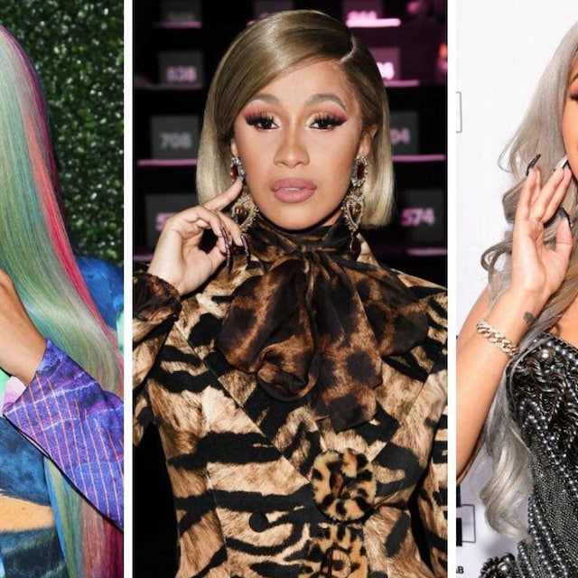cardi b utilizando diversas pelucas de colores