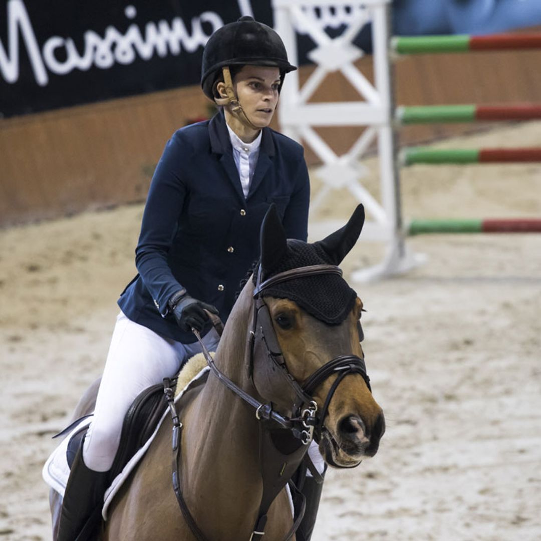 Athina Onassis, Cayetano Martínez de Irujo y Marta Ortega, en el concurso de saltos de A Coruña