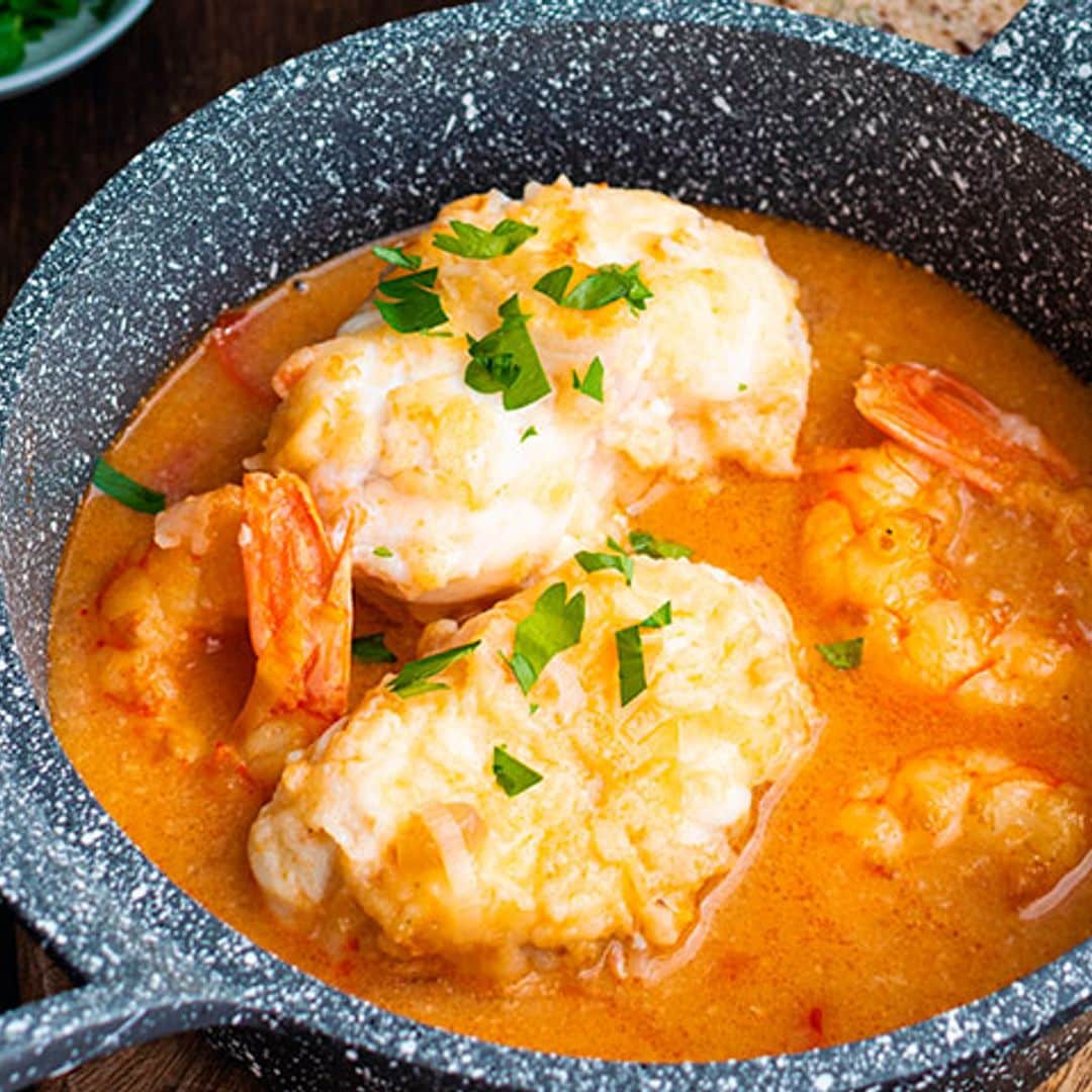 Caldereta de rape y langostinos