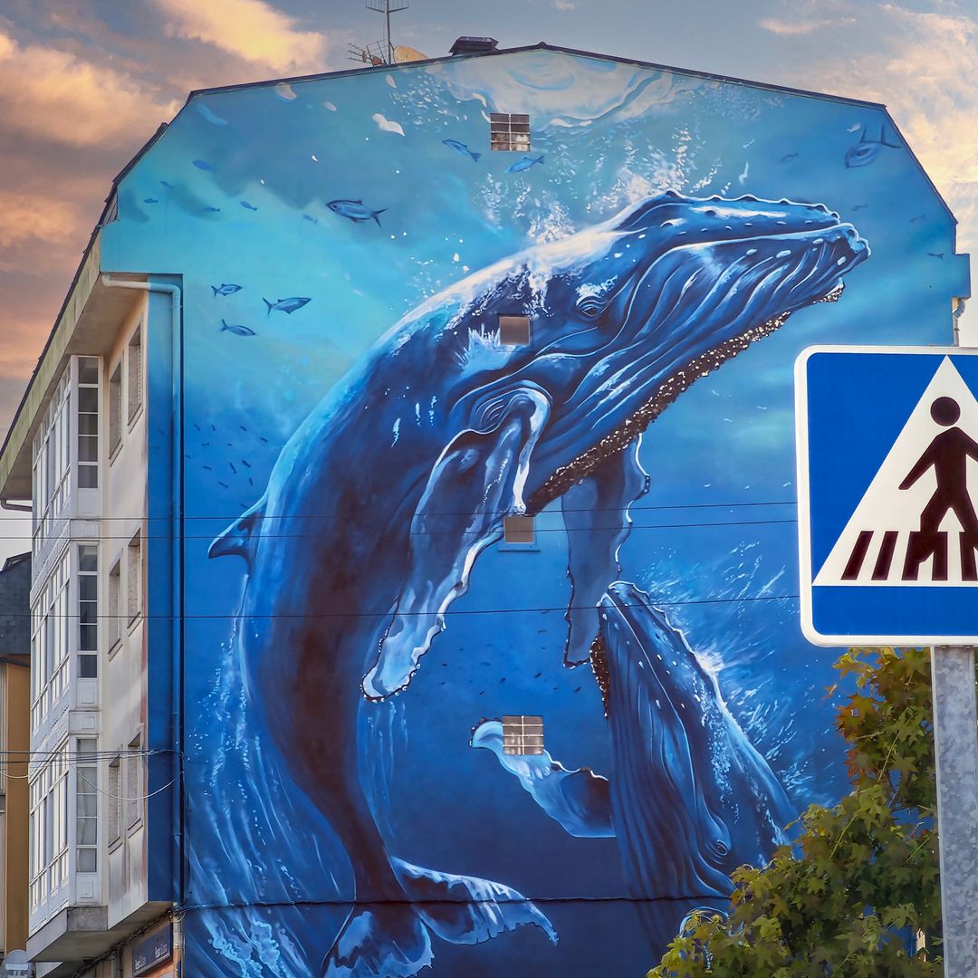 Mural pintado por Diego As en la capital del municipio  de cee, A Coruña