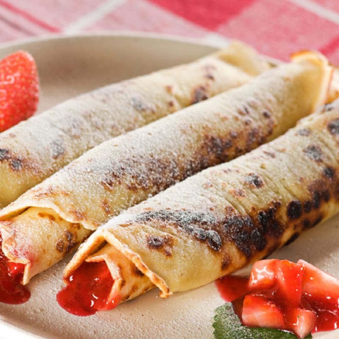 Crepes con confitura de fresas