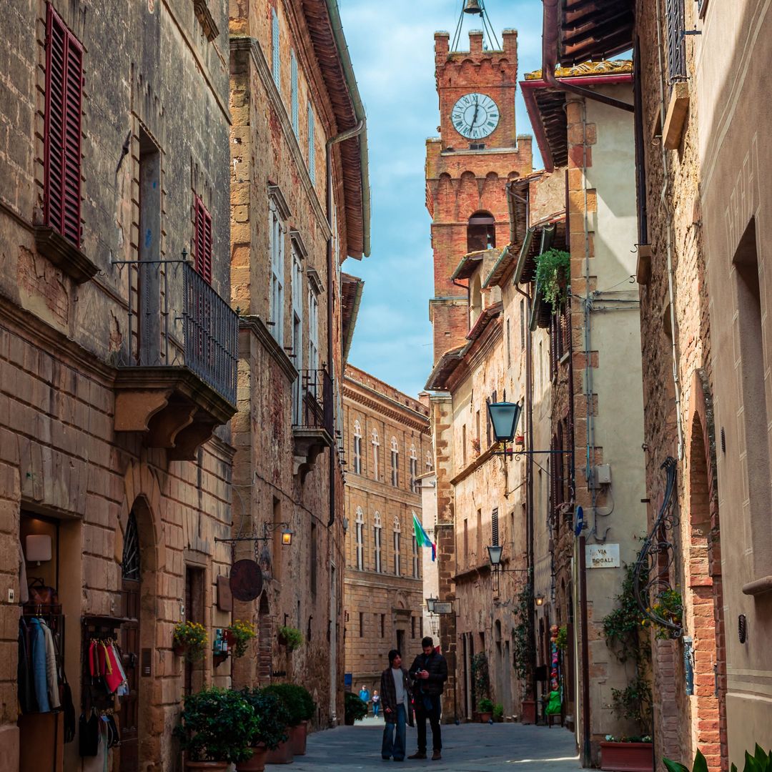 Calles de la localidad medieval de Pienza, Italia