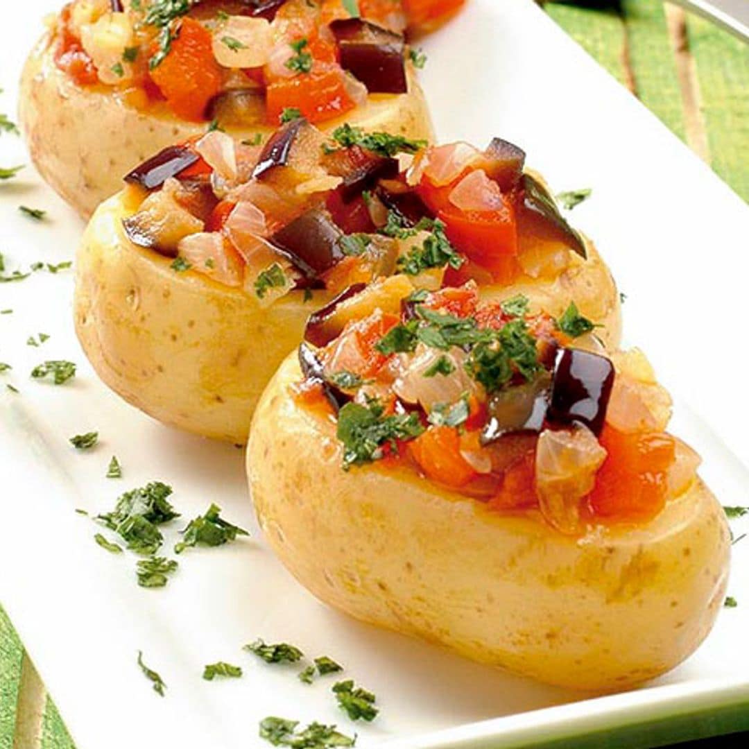 Patatas rellenas de verduras y soja