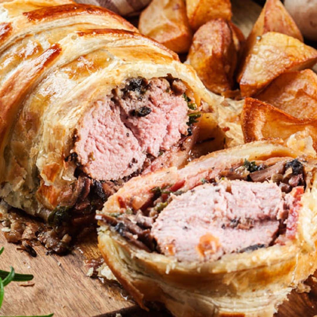 Solomillo Wellington de cerdo con champiñones