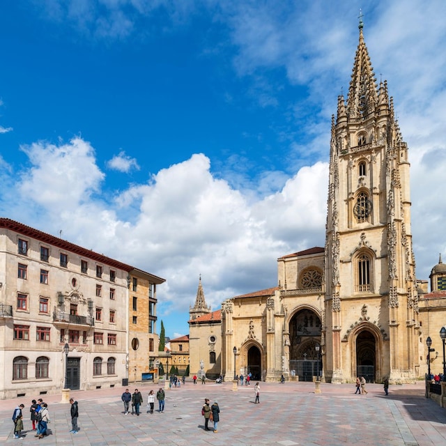 Plaza Alfonso II el Casto y catedral de Oviedo, Asturias
