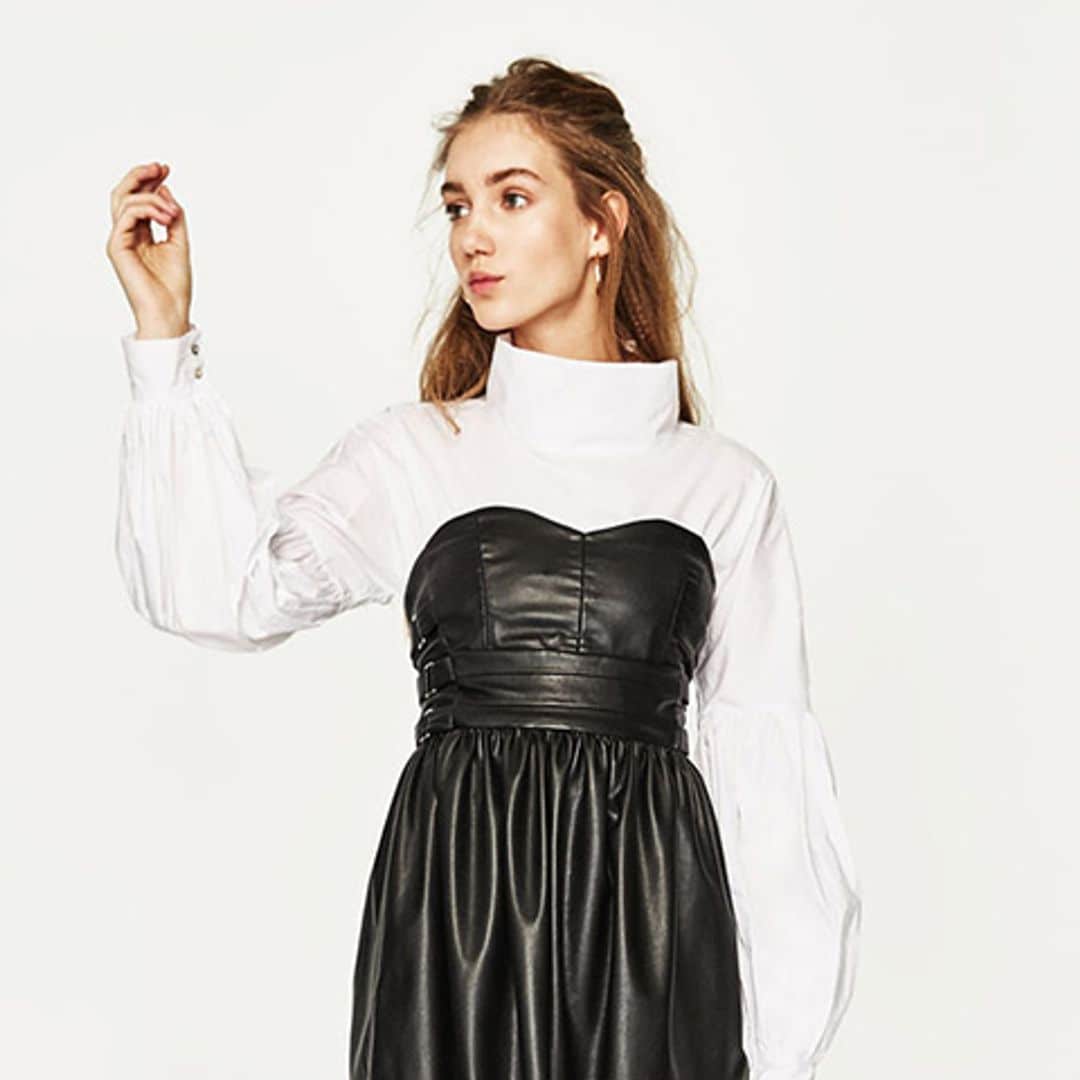 vestidos zara piel