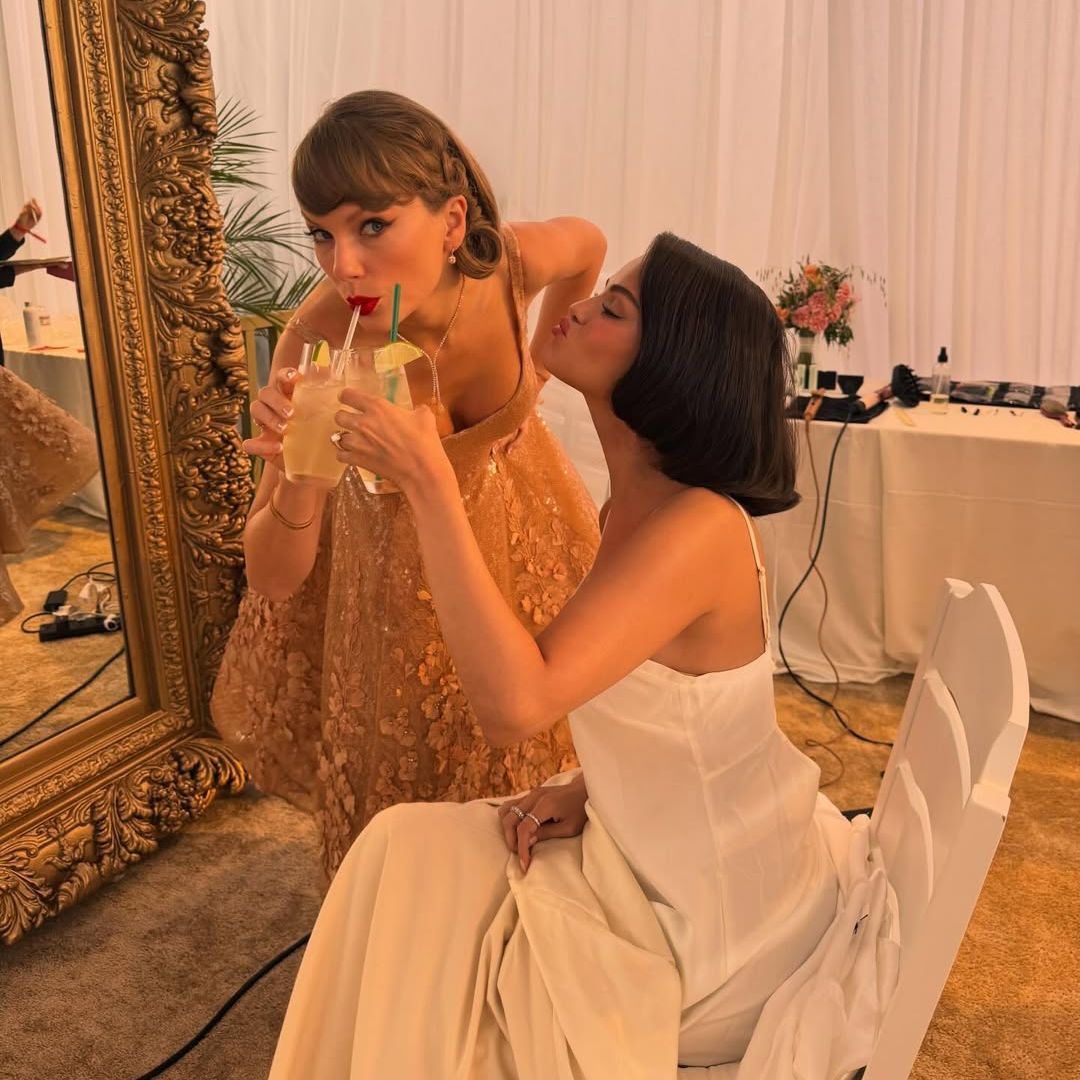 Así reaccionó Taylor Swift al ver a su amiga Selena Gomez con su espectacular 'look' de novia