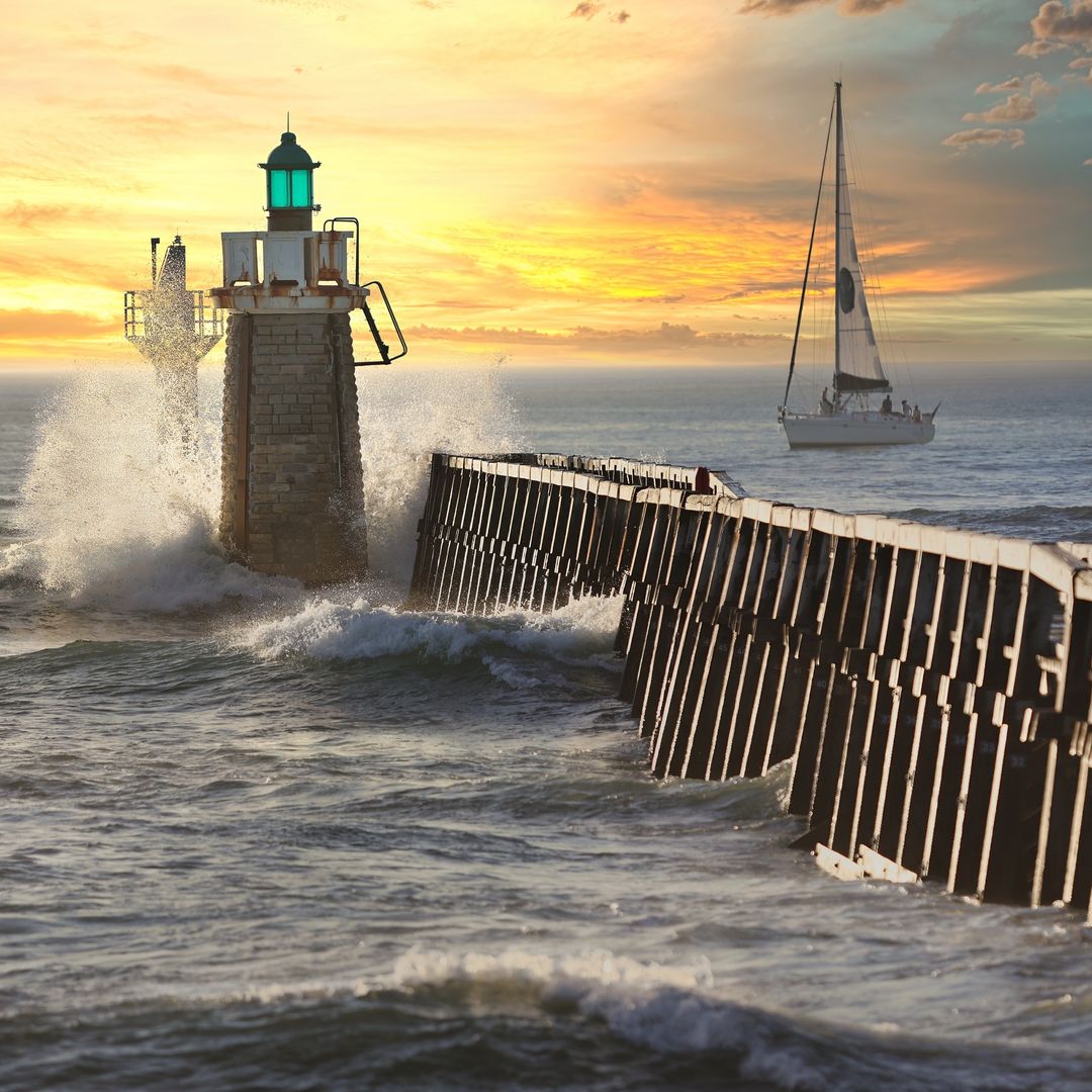 Puerto de Capbreton al atardecer, Las Landas, Francia