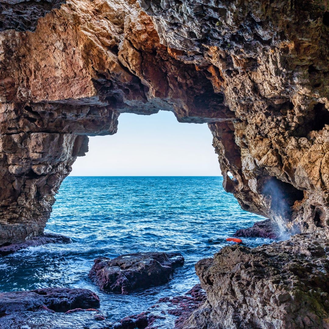 TAK1RF Beautiful rocky coastline in Moraira, Costa Blanca, Spain