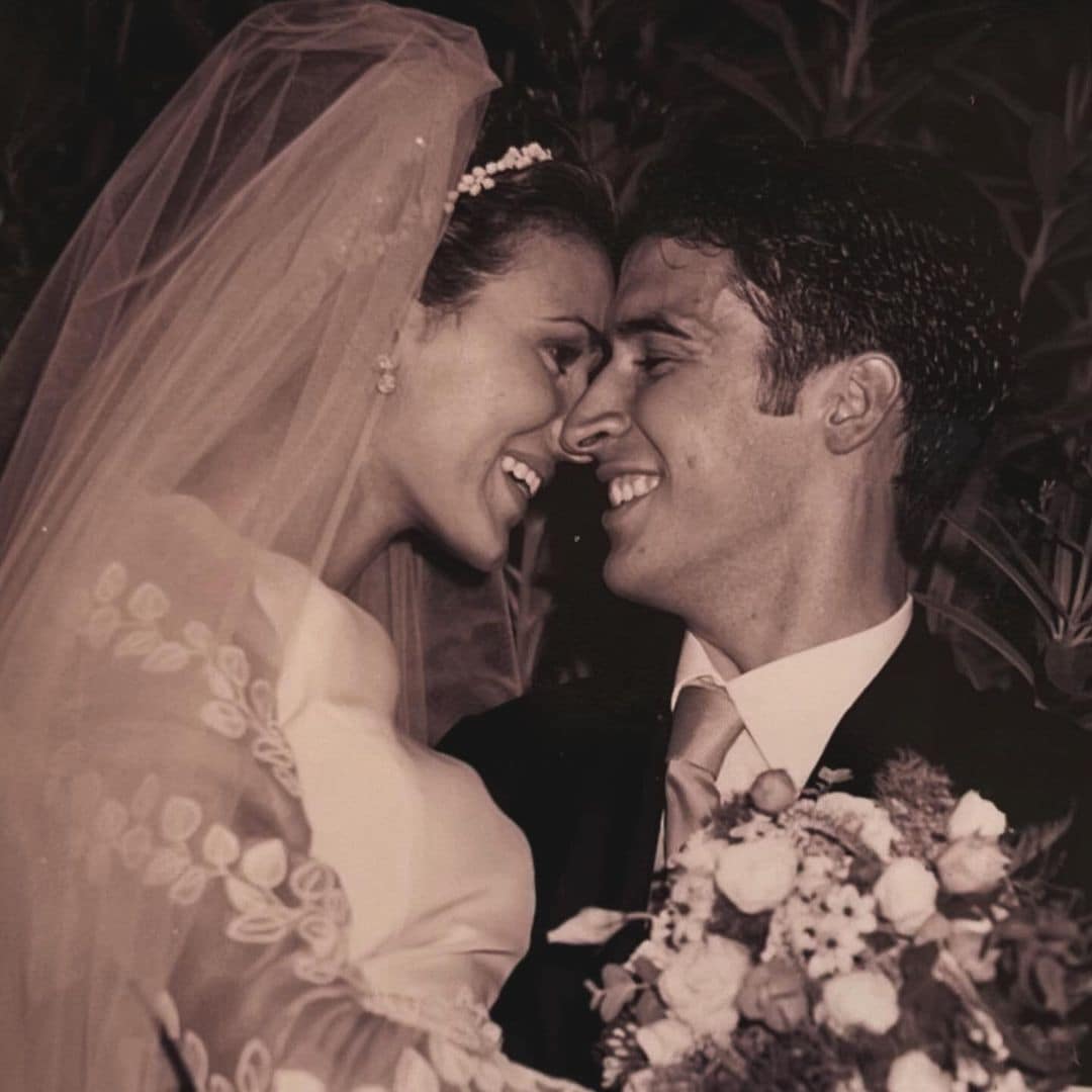 Raúl González con Mamen Sanz el día de su boda
