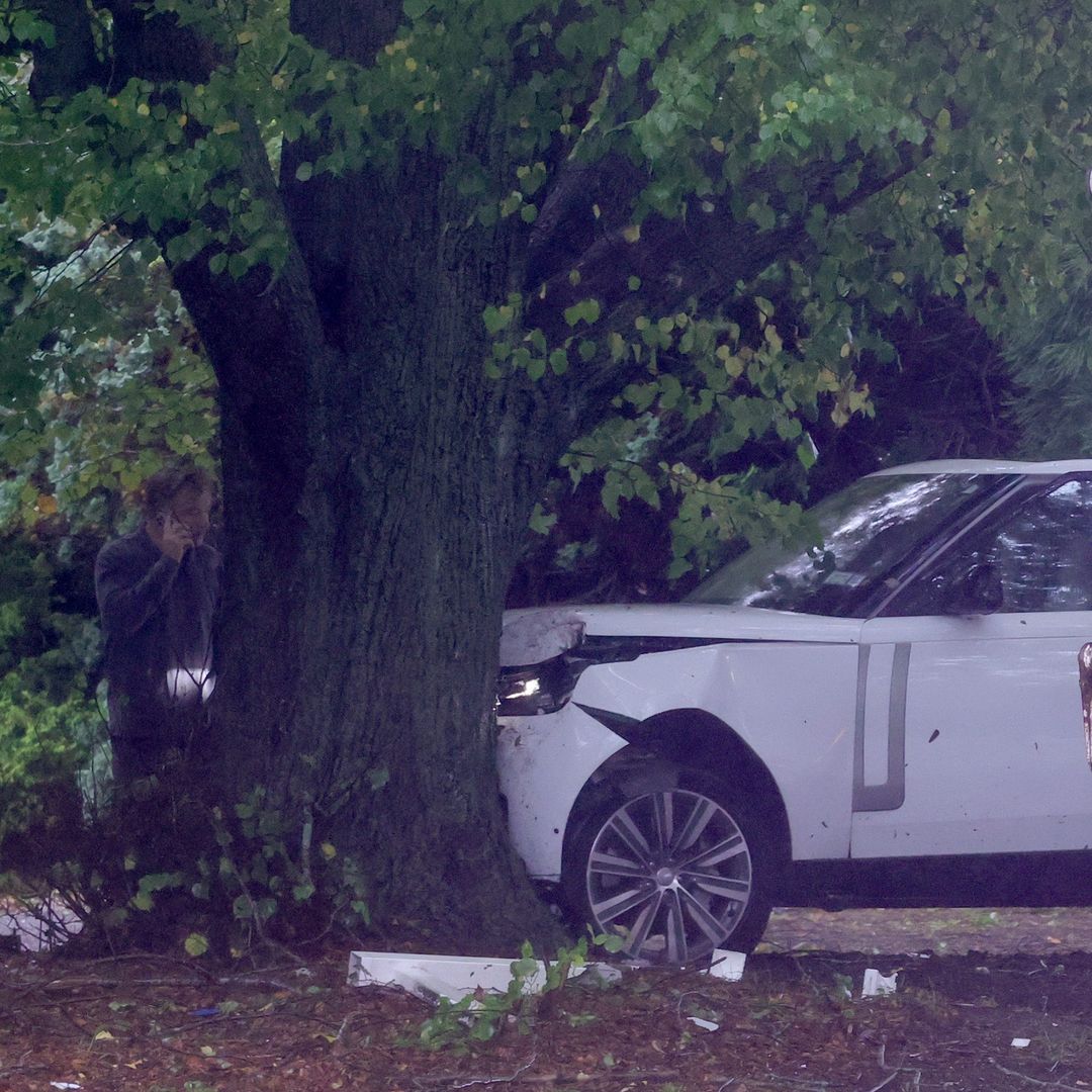 La impactante imagen del Range Rover de Alec Baldwin estrellado contra un árbol