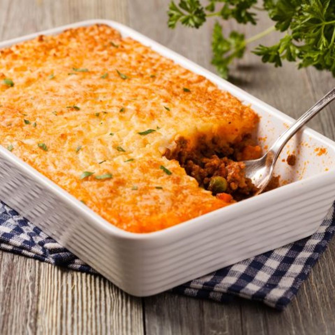 Pastel de zanahoria con puré de patata y carne picada