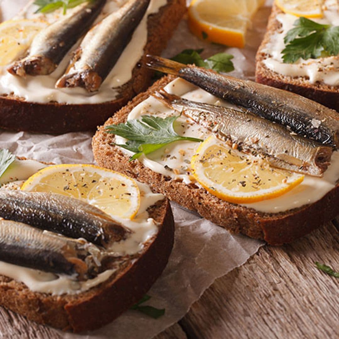 Sardinas con crema de queso de cabra