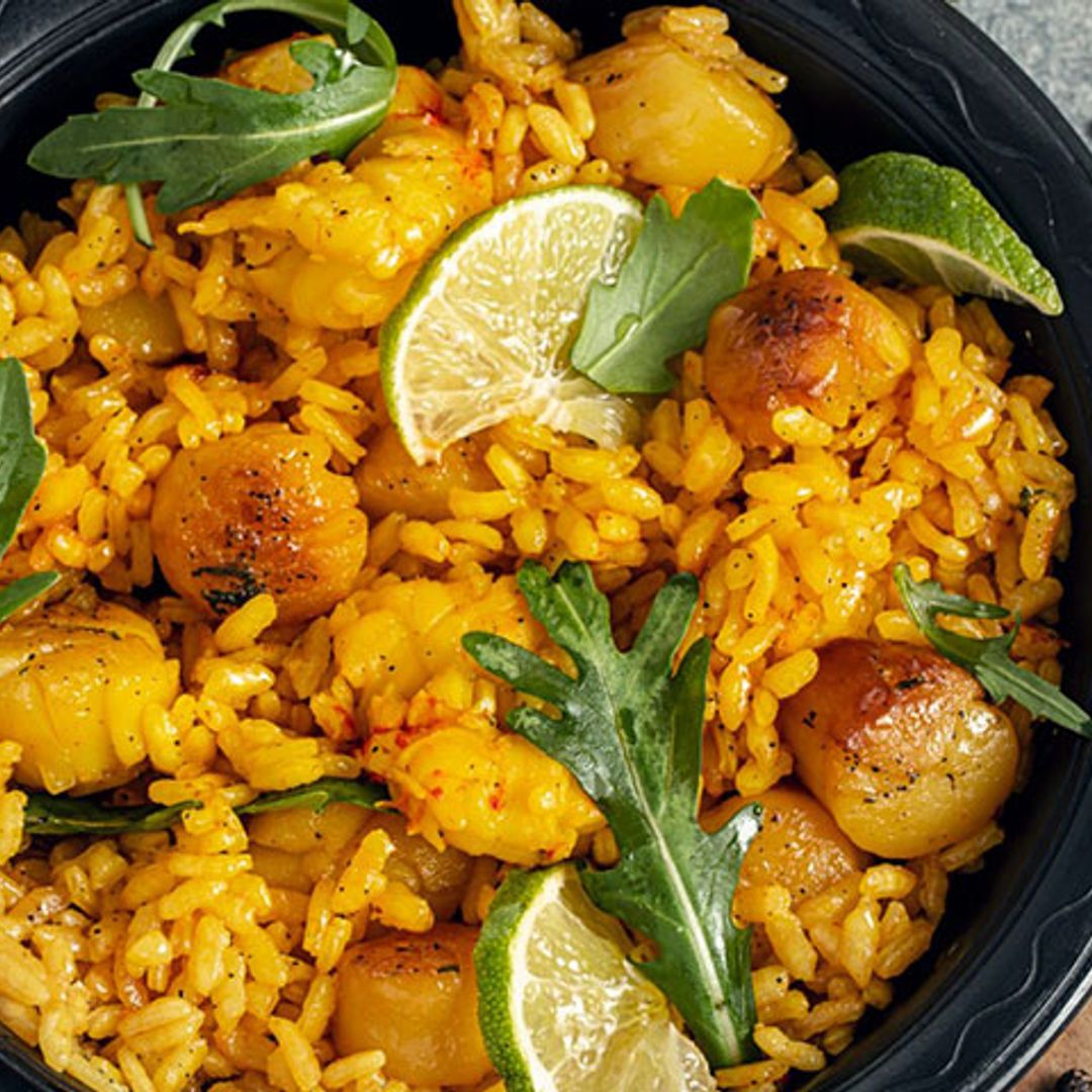 Arroz fácil con vieiras