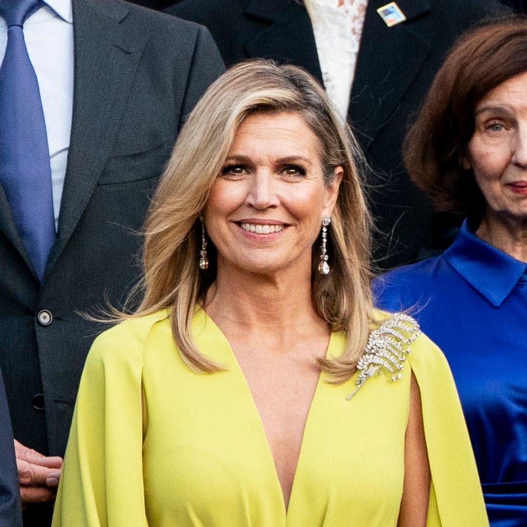 Máxima de Holanda, con mono verde lima y diamantes en la cena de gala por la cumbre de la OTAN