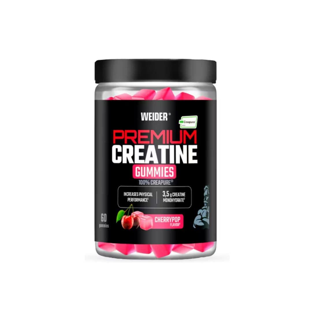 Premium Creatine Gummies de Weider (14,99 euros). Gominolas para mejorar la fuerza, la resistencia y la recuperación muscular.