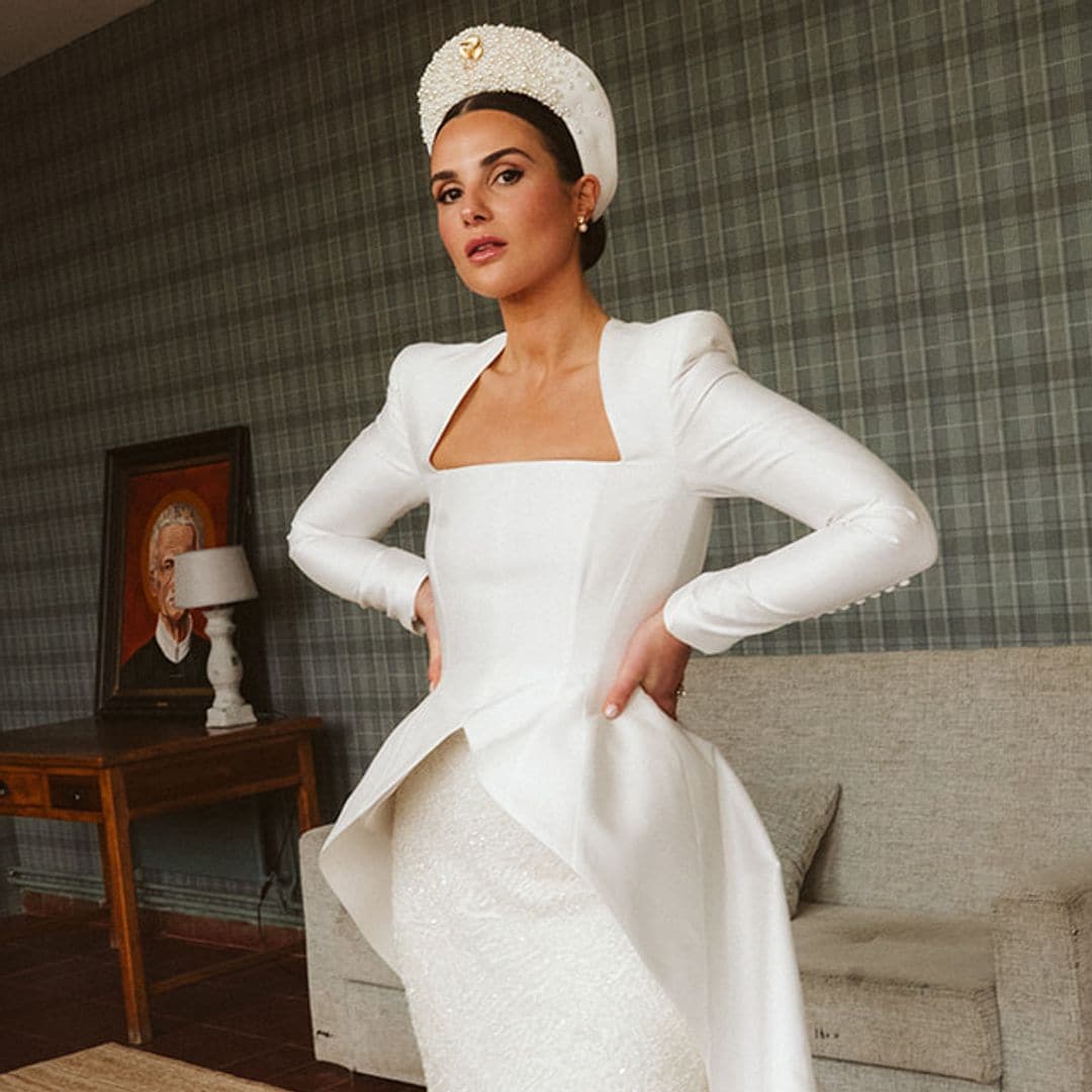 Nerea, la novia de los 3 vestidos y el tocado inspirado en Carmina Ordóñez