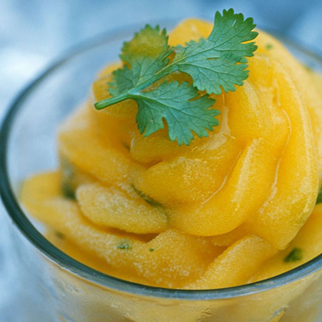 Sorbete de papaya y cilantro