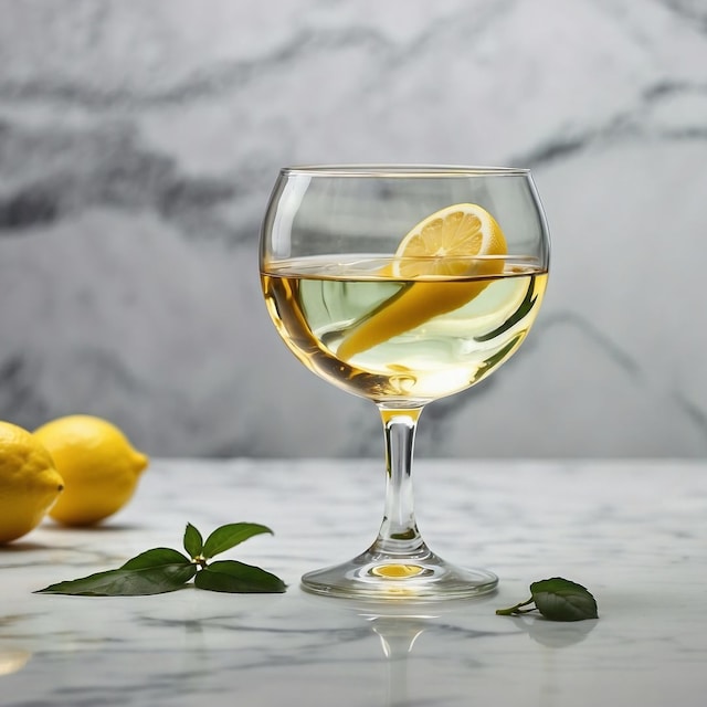 Copa de vermú blanco con limón
